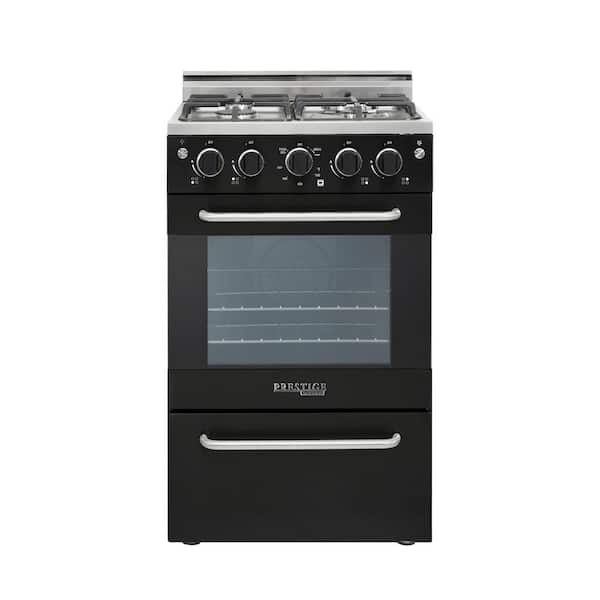 Unique Appliances Prestige 20 in. 1.6 cu. ft. Gas Range with Convection Oven and Sealed Burners in Black