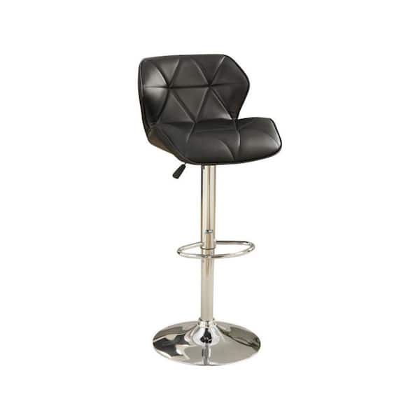 Benjara 34 in. Black Barstool with Gaslight In Tufted Leather (Set of 2)