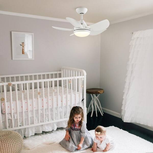 Nursery Chandelier White Ceiling Fan Modern Remote Controlled Ceiling