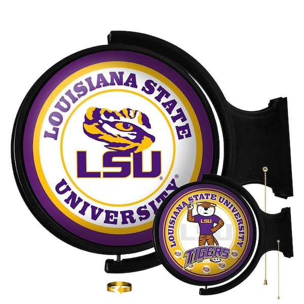 The Fan-Brand LSU Tigers: Double-Sided Original "Pub Style" Round Rotating Lighted Wall Sign (23"L x 21"W x 5"H)