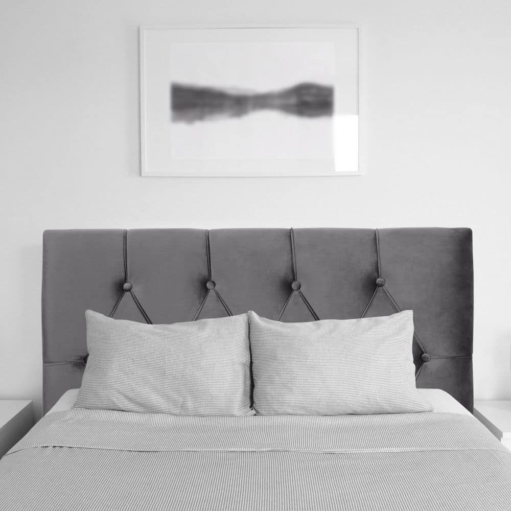 Catalina Twin Dark Gray Velvet Upholstered Tufted Headboard