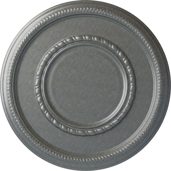 Ekena Millwork 1-1/8 in. x 17-3/8 in. x 17-3/8 in. Polyurethane Federal Roped Large Ceiling Medallion, Platinum