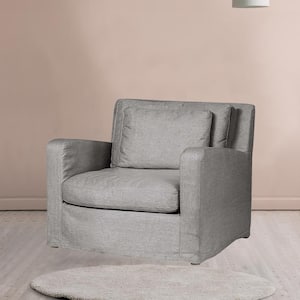 Mariana 34.84 in. Gray Linen Arm Chair with Removable Cushions