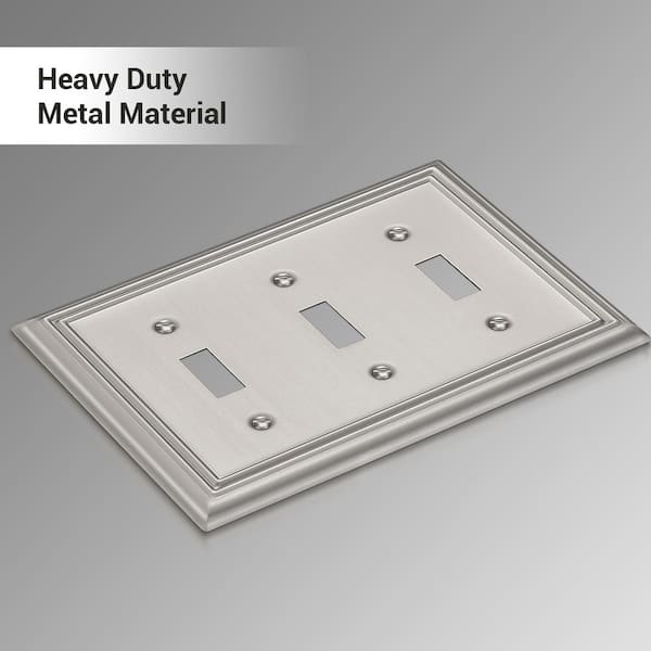 Standard 3-Gang Brushed Nickel Toggle Metal Wall Plates (2-Pack)