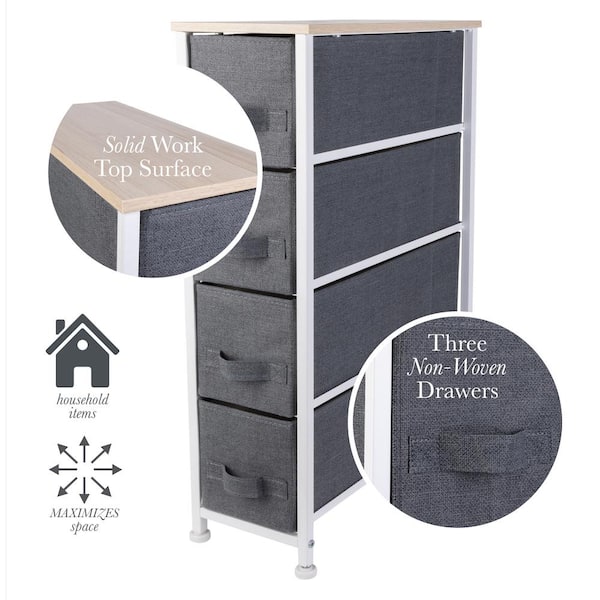 SIMPLIFY 9.76 in. L x 6.69 in. W x 4.84 in. H Small Vinto Storage Box  Closet Drawer Organizer with Lid in Charcoal 25916-CHARCOAL - The Home Depot