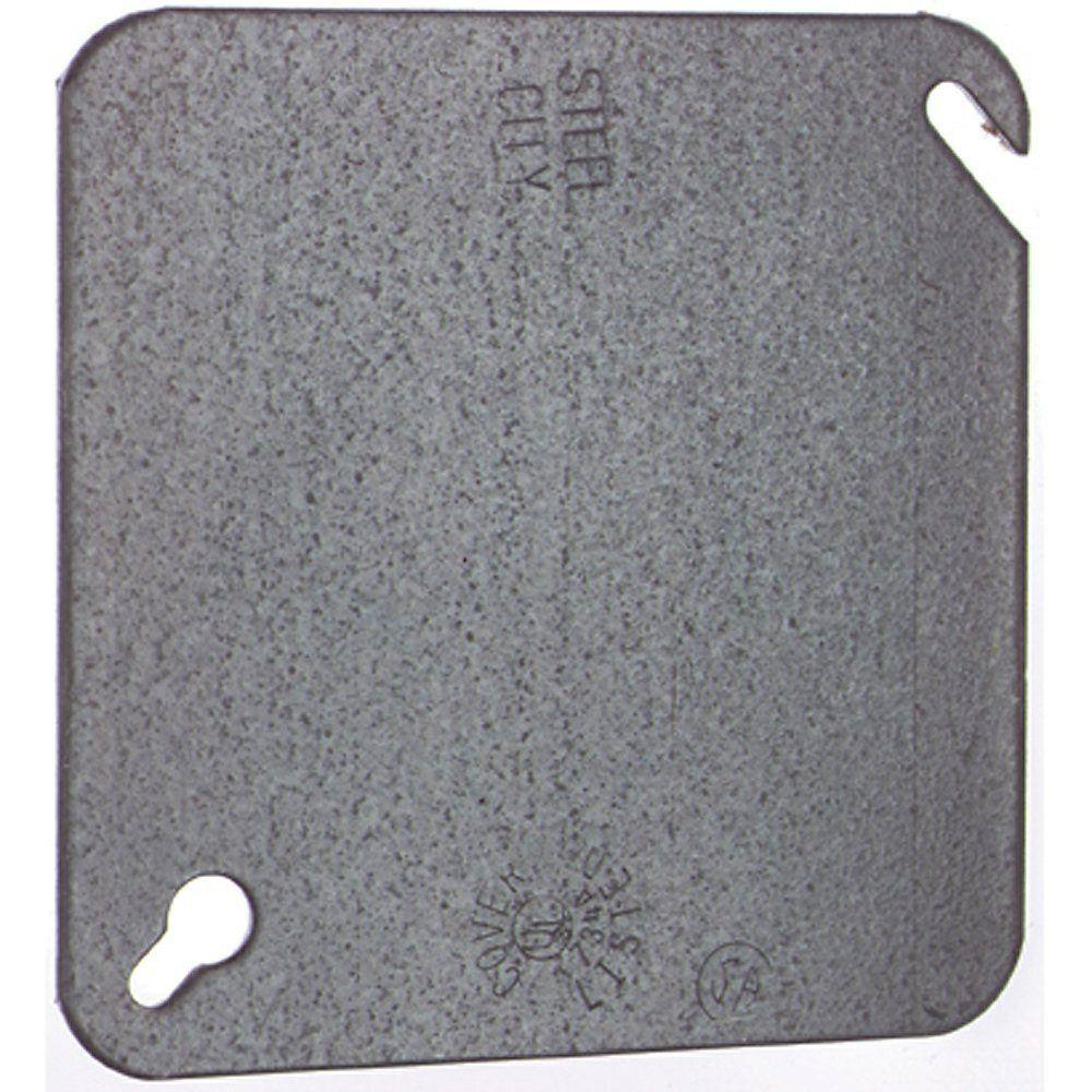 Steel City 4 in. Square Metal Electrical Box Flat Cover (Case of 50)