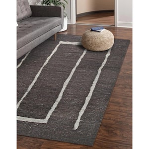 Brown Hand-Woven Wool Contemporary Natural Wool Flat Rug, 4 ft.  x 6 ft., Area Rug