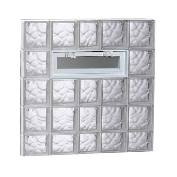 Clearly Secure 36.75 in. x 36.75 in. x 3.125 in. Frameless Wave Pattern Vented Glass Block Window