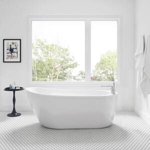 Cantora 60 in. L x 28.5 in. W Acrylic Flatbottom Soaking Bathtub in White