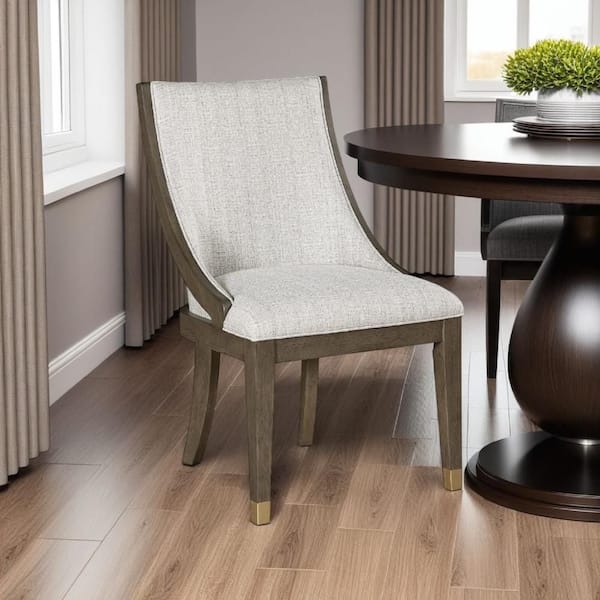 Greta Brown and Beige Polyester Arm Chair Set of 2 with 4 Legs Base Style