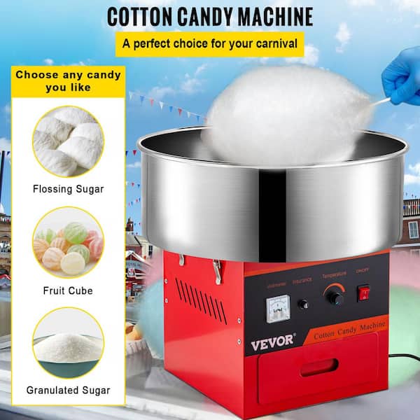 Electric Commercial Cotton Candy Machine Red Sugar Floss Maker Party Carnival 