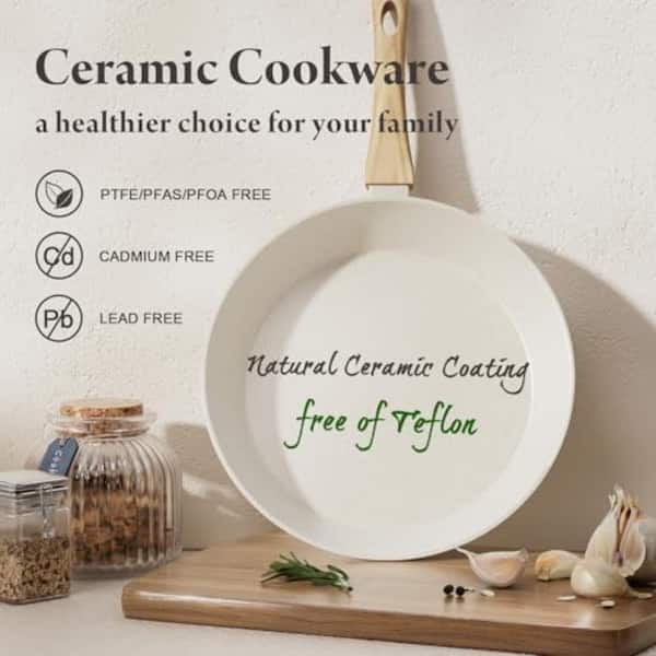 6.8 qt. Ceramic Cookware Set with 3 Stockpots, Non Stick, Healthy