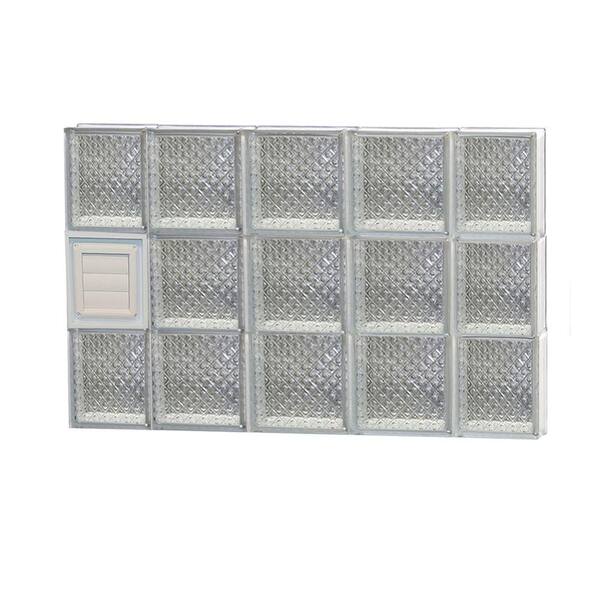 Clearly Secure 34.75 in. x 23.25 in. x 3.125 in. Frameless Diamond Pattern Glass Block Window with Dryer Vent