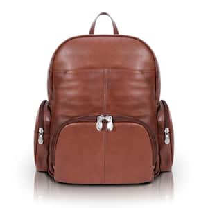 Cumberland, Brown Pebble Grain Calfskin Leather, 15 in. Dual Compartment Laptop Backpack (88364)