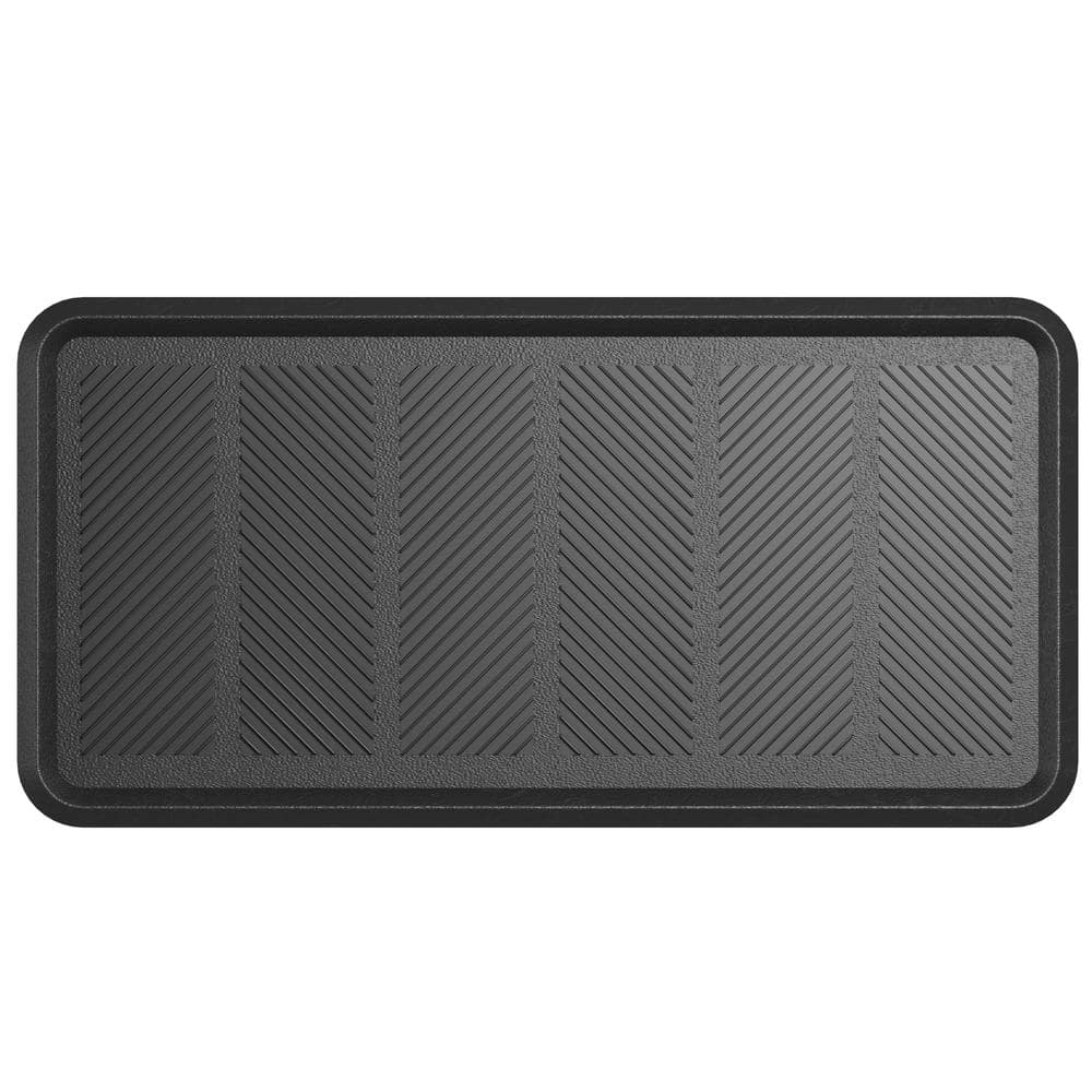 Easy clean, Waterproof Non-Slip Indoor/Outdoor Rubber Boot Tray, 16 in. x 32 in, , Black price history on PriceWatchPro