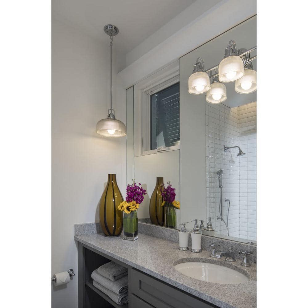 Archie Coastal Mini Pendant Light in Polished Chrome with Prismatic Glass