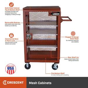 Jobox 59 in. W x 55 in. D x 38 in. H Heavy Duty Steel Mesh Storage Cabinet with 4 in. Casters