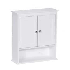 21.5 in. W x 7.48 in. D x 24 in. H White Wall Mounted Bathroom Cabinet Over The Toilet Cabinet with Doors and Shelves
