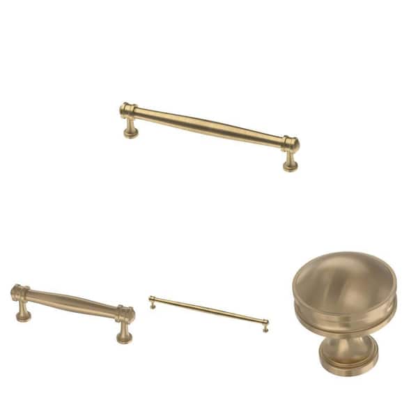 Charmaine Champagne Bronze Pulls: 6-5/16 in., 3-3/4 in., 12 in. and 1-1/8 in. Knob Combo