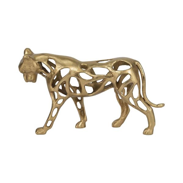 Liv & Skye Gold 14 in. x 8 in. Metal Lioness Figurine
