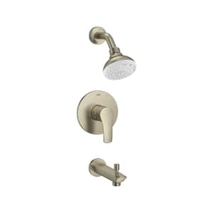 Eurosmart 1-Handle Wall Mount Tub and Shower Trim Kit in Brushed Nickel with Tub Spouts - 1.75 GPM (Valve Not Included)