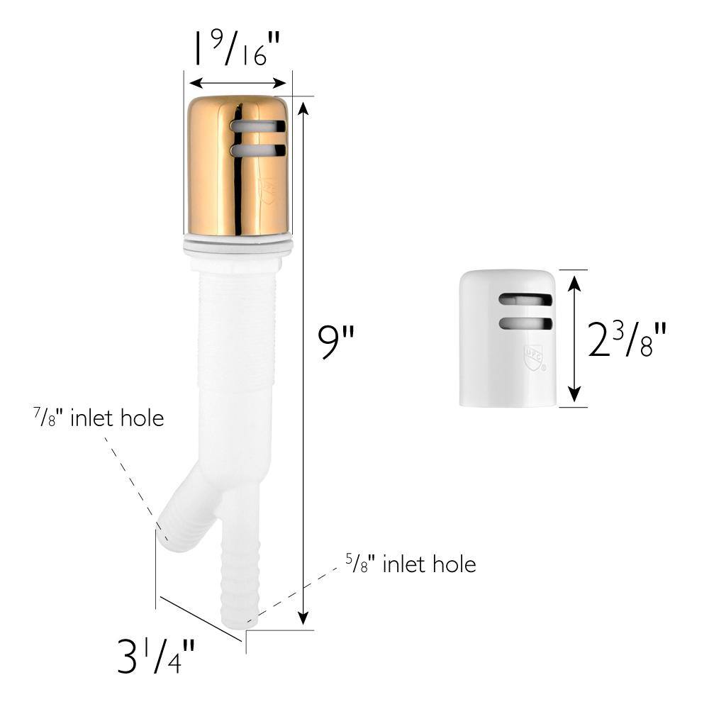 Satin Gold and White Dishwasher Air Gap Kit