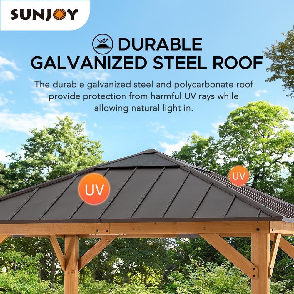 Cedar Framed 11' x 11' Gazebo with Brown Steel Roof