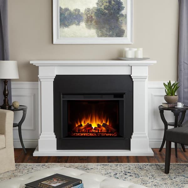 Real Flame Callaway Grand 63 in. Electric Fireplace in White