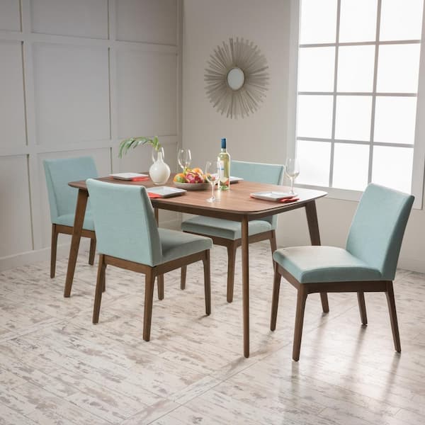 Noble House Kwame 5-Piece Mint and Natural Walnut Dining Set