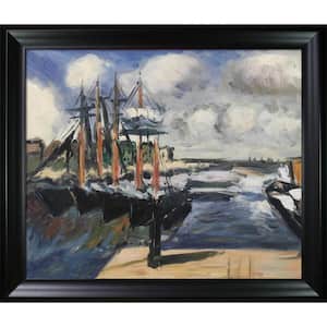 Four Boats Side by Side in Harbor by Henri Matisse Black Matte Framed Nature Oil Painting Art Print 25 in. x 29 in.