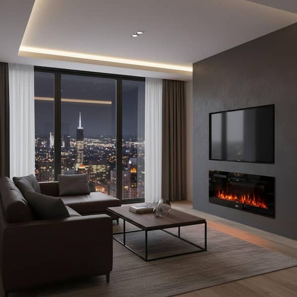 36 in. Wall Mounted/Embedded Automatic Constant Temperature Electric Fireplace Insert with 12-Flame Colors