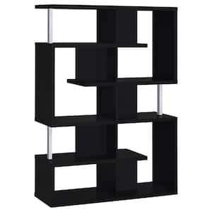 63.25 in. Black Metal 7-shelf Etagere Bookcase with Open Back