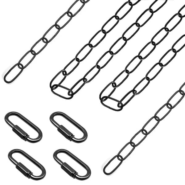 20 ft Black Pendant Light Fixture Chain with 4 Connection Locks, 50 lb for Chandelier Extension