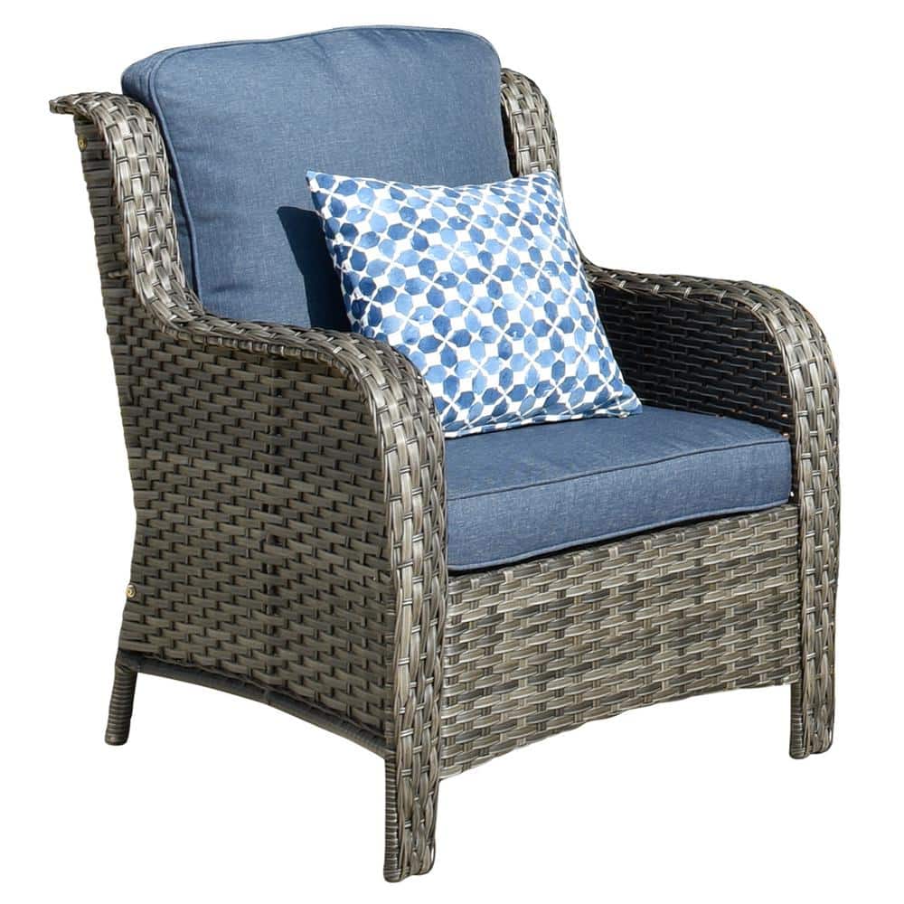 Denim Blue 5-Piece Iron Frame Patio Sofa Set