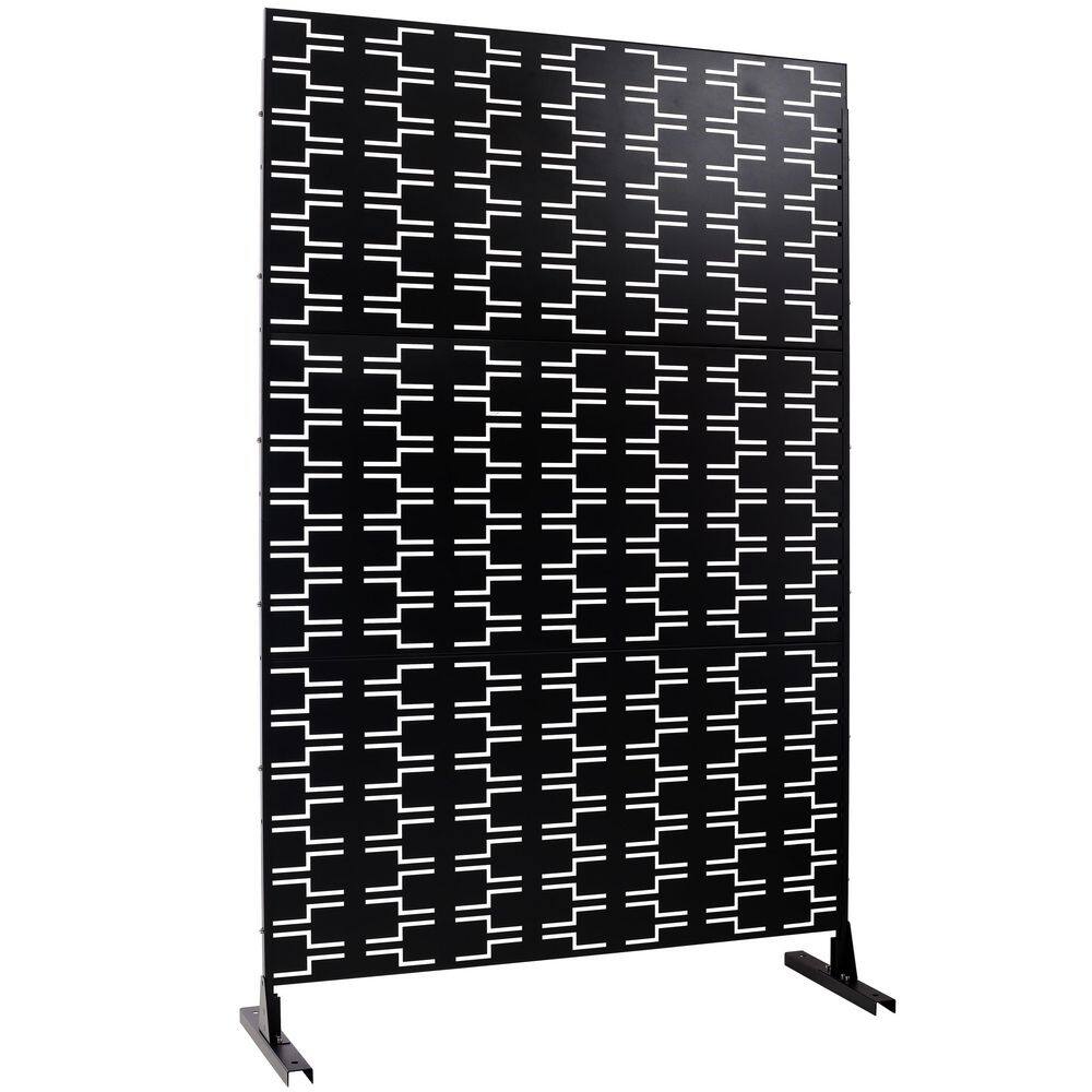 4ft. x 6.33ft. Black Outdoor and Indoor Freestanding Metal Privacy Screen Fence Panels for Lawn Garden (not Composite) price history on PriceWatchPro