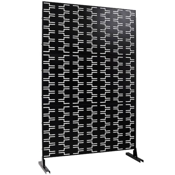 4ft. x 6.33ft. Black Outdoor and Indoor Freestanding Metal Privacy Screen Fence Panels for Lawn Garden (not Composite)