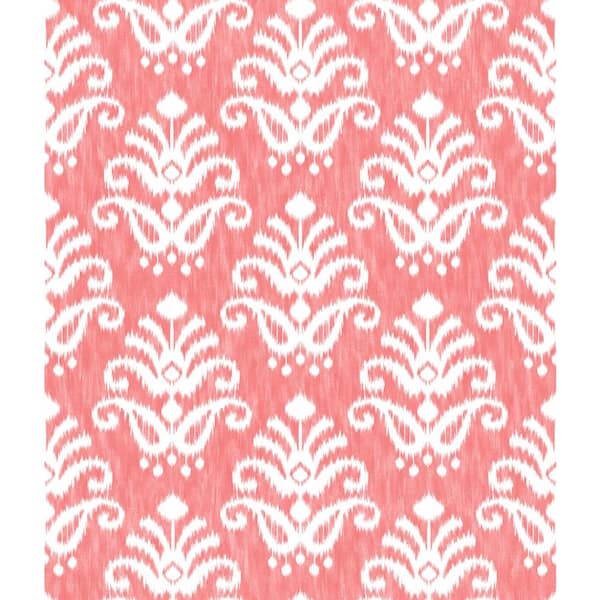 A-Street Prints Pink Keaton Coral Medallion Wallpaper Sample