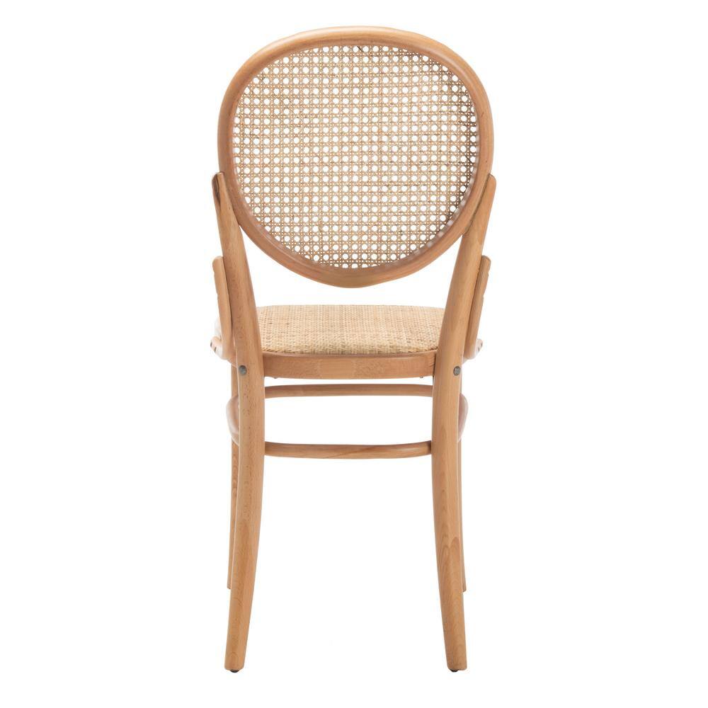 Elegant Transitional Natural Cane and Wood Side Chair