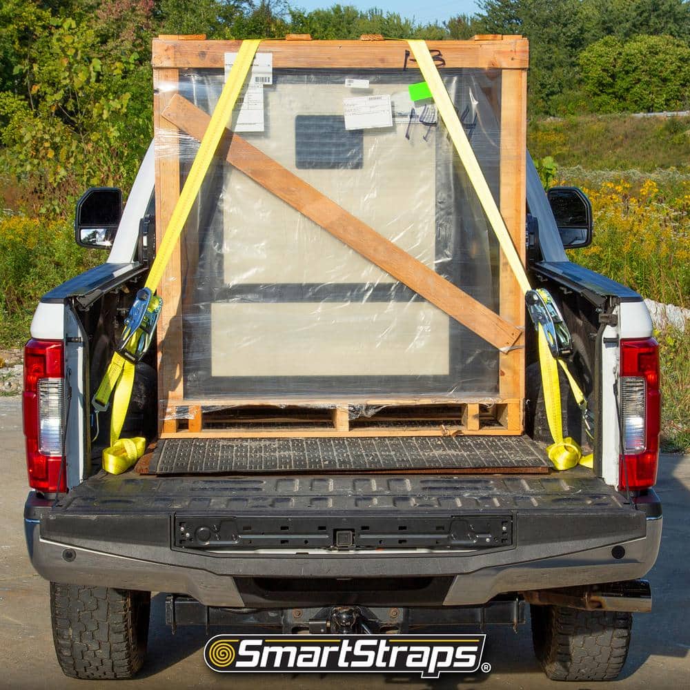 SmartStraps Heavy-Duty 8ft Yellow Ratchet Tie-Down Strap with Snap Hook