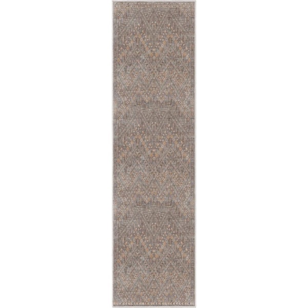 Grey 2 ft. 3 in. x 24 ft. 9 in. Asha Anya Vintage Tribal Runner Area Rug