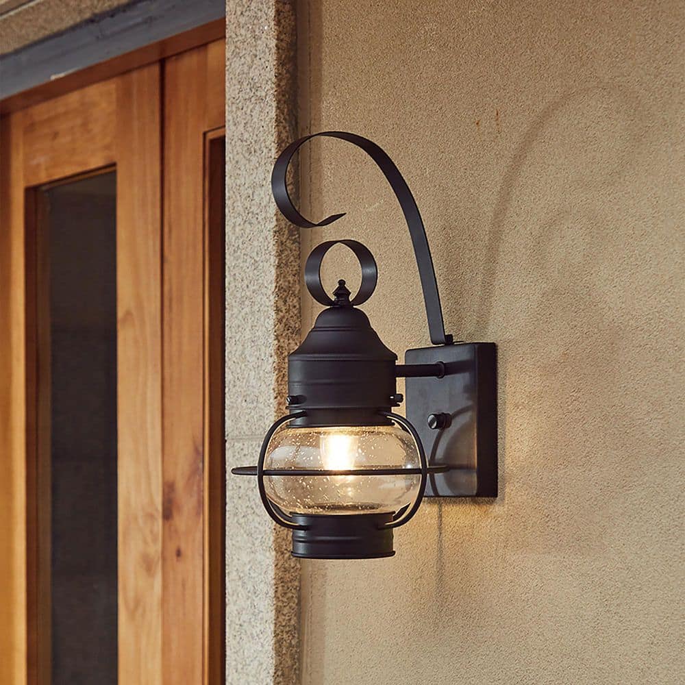 13.91 in. Black Porch Light Outdoor Hardwired Wall Lantern Scone with No Bulbs Included price history on PriceWatchPro