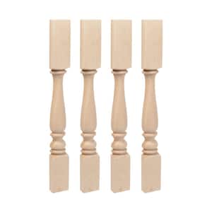 35.25 in. x 3.75 in. Unfinished Solid North American Hard Maple Plain Half Round Kitchen Island Leg (4-Pack)