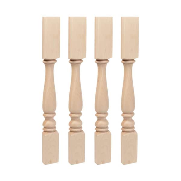 American Pro Decor 35.25 in. x 3.75 in. Unfinished Solid North American Hard Maple Plain Half Round Kitchen Island Leg (4-Pack)
