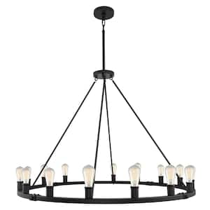 Jericho 60-Watt 16-Light Black Farmhouse Chandelier, No Bulb Included