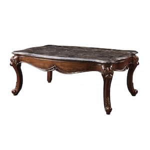 Mariana 52 in. Marble Top Cherry Rectangle Faux Marble Coffee Table