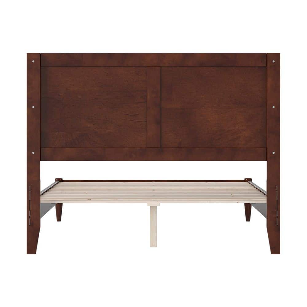 Walnut Full Solid Wood Platform Bed with Chevron Headboard
