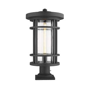 Jordan 22.25 in. 1-Light Black Aluminum Hardwired Outdoor Weather Resistant Pier Mount Light with No Bulb included