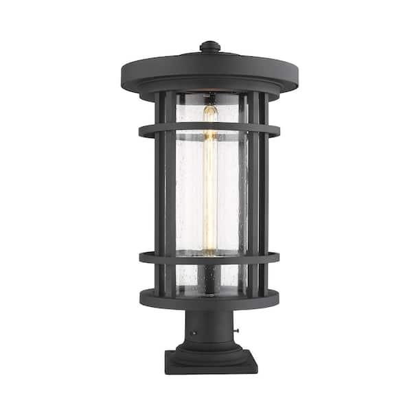 Unbranded Jordan 22.25 in. 1-Light Black Aluminum Hardwired Outdoor Weather Resistant Pier Mount Light with No Bulb included
