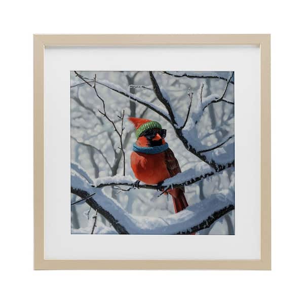 Winter Cool Cardinal by Jim Baldwin Framed Graphic Art Print Animal 13 in. x 13 in.