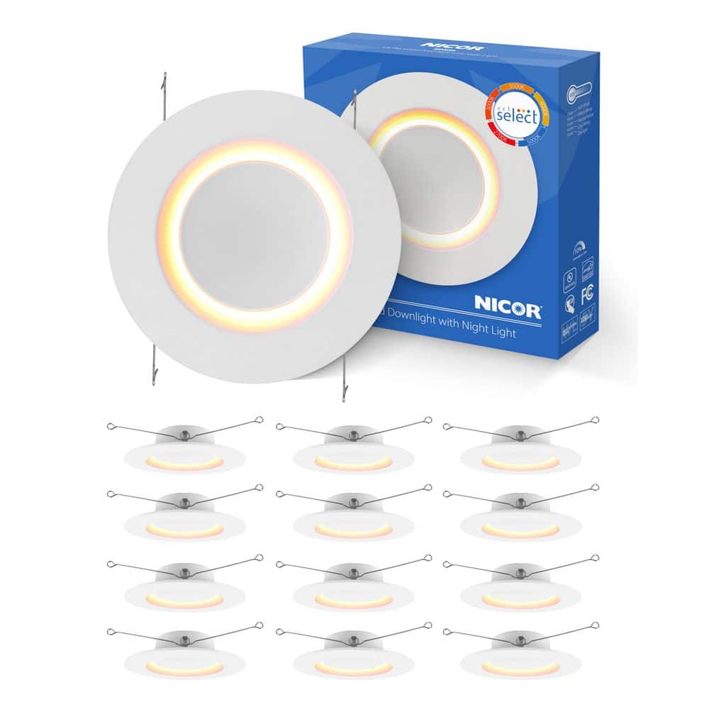 RDN 5/6 in. White Selectable CCT Housing Required Integrated LED Recessed Light Trim with Nightlight, 12-Pack price history on PriceWatchPro